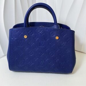 LOUIS VUITTON Montaigne MM Bag Indigo Blue Monogram